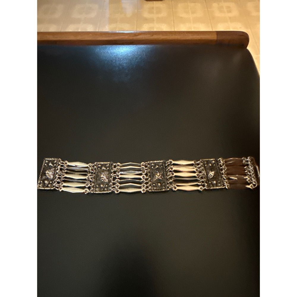 Vintage Mexican Sterling Silver Multi Row Bar Panel Bracelet Heavy 1.4oz MC